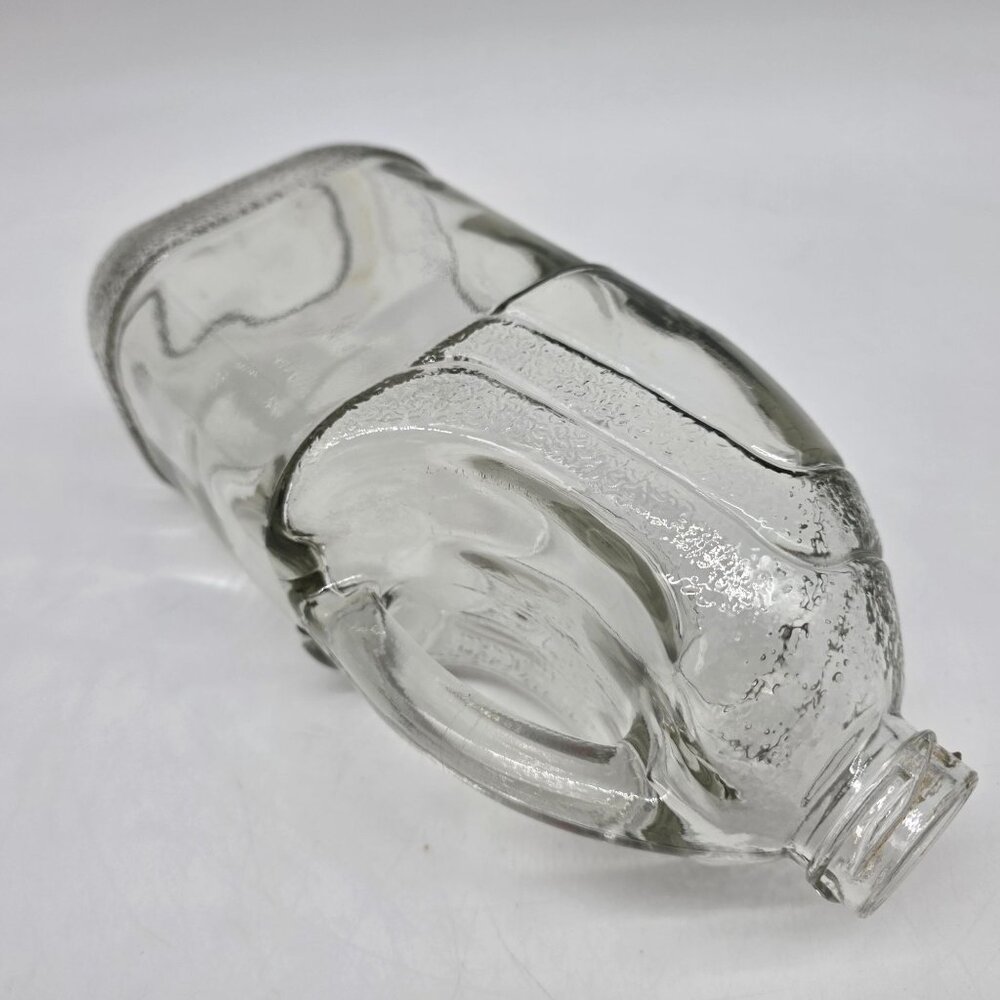 Clear Embossed Glass Jug With Handle Milk Glass Bottle Shape 10" - Picture 8 of 9